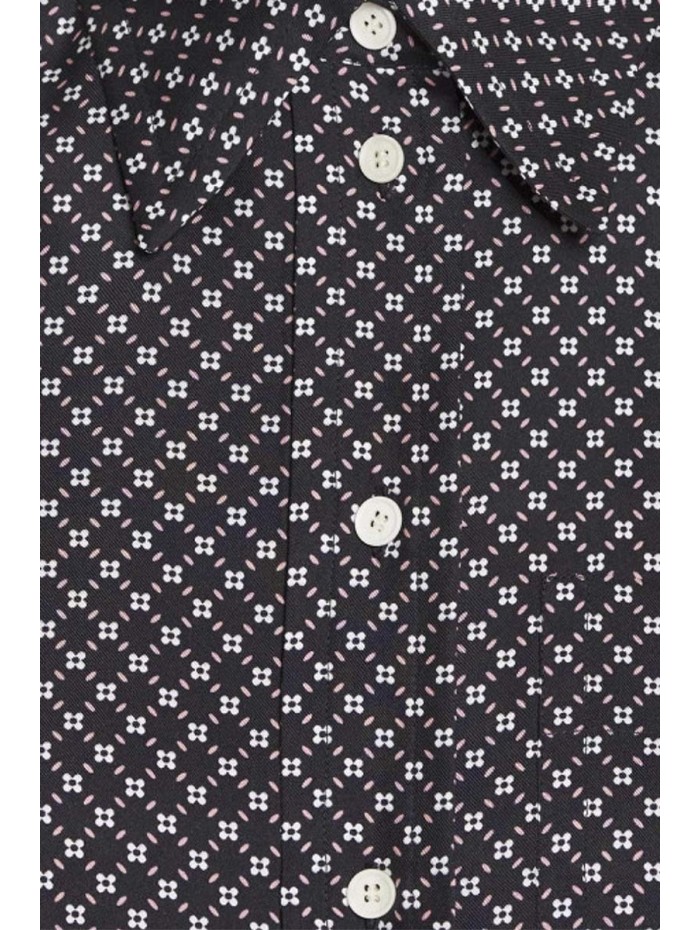 Lanvin - Chemise en soie noire avec motif marguerite