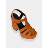 Si Rossi - Sandales à talon et plateforme marron en cuir