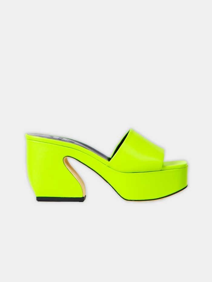 Si rossi - Mules a talon épais vert néon