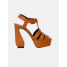 Si Rossi - Sandales à talon et plateforme marron en cuir
