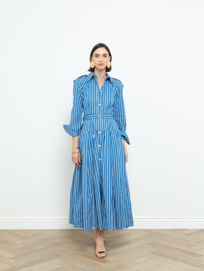 Robe chemise longue - Bleu - Patou - Mademoiselle Pearl