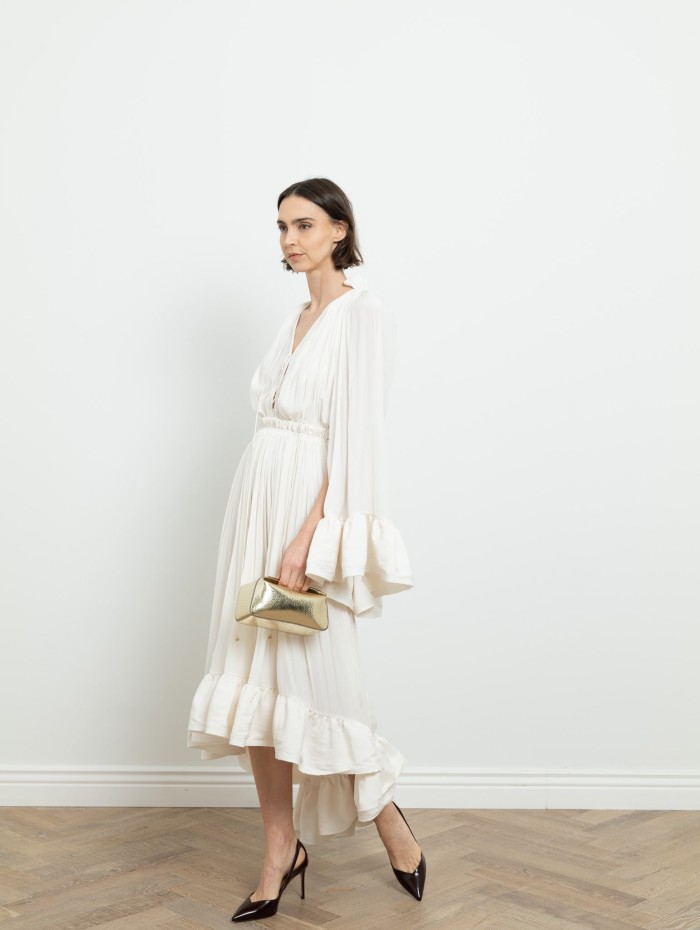 Robe longue à volants charmeuse - Lanvin - Mademoiselle Pearl