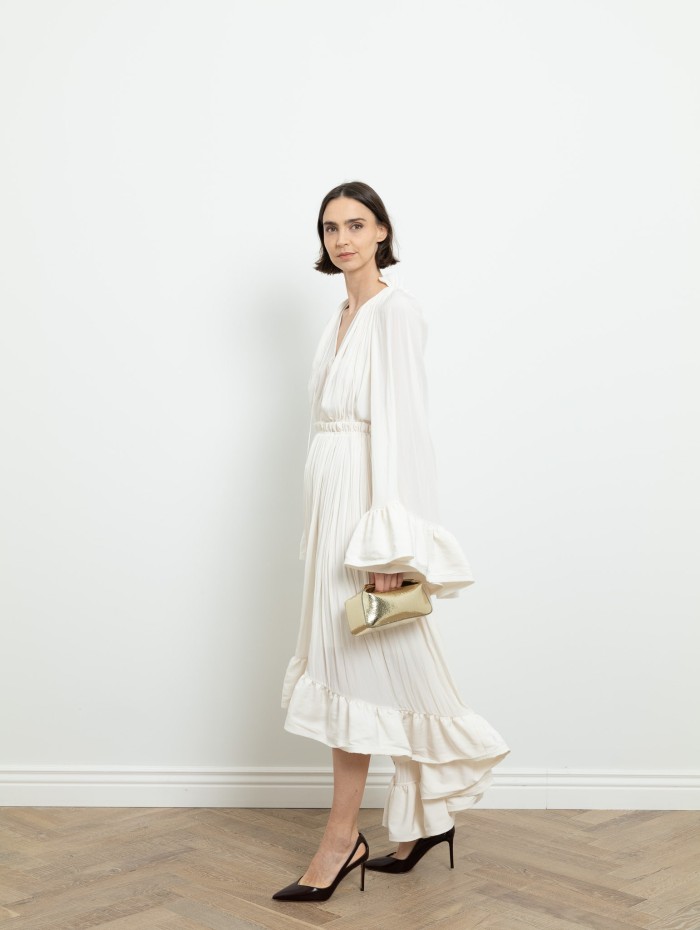 Robe longue à volants charmeuse - Lanvin - Mademoiselle Pearl