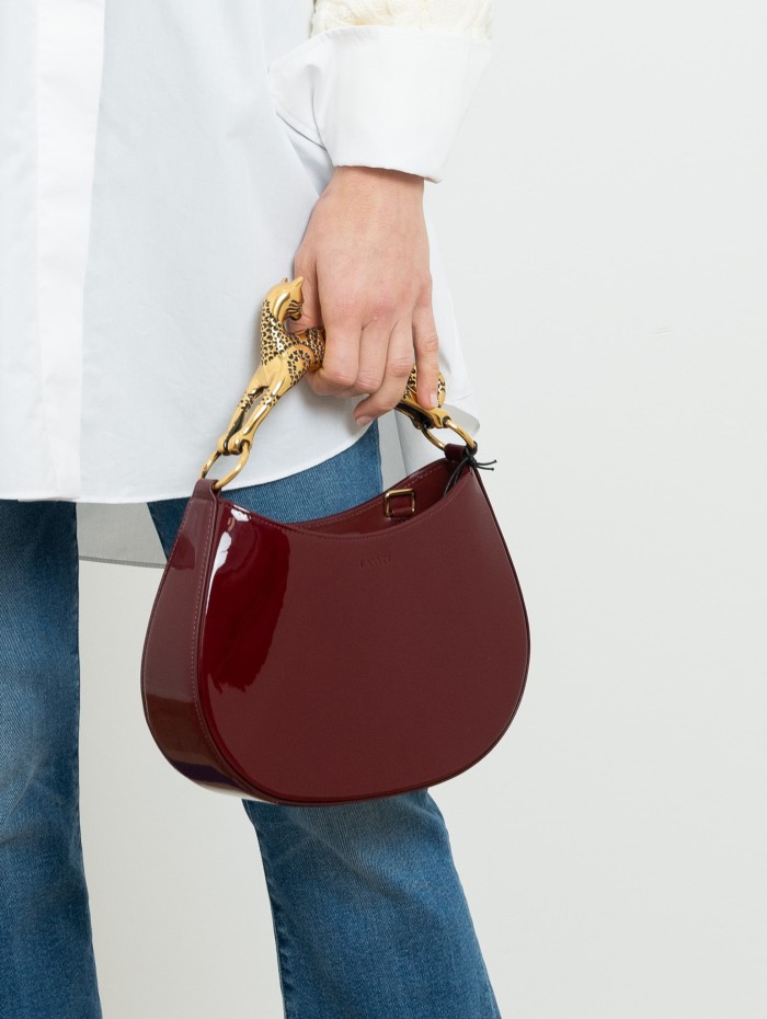 Sac Hobo vernis bordeaux - Lanvin - Mademoiselle Pearl