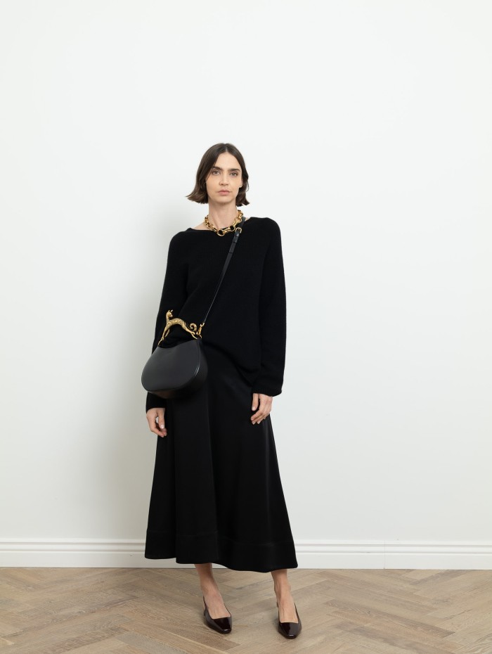 Jupe midi évasée noire - Lanvin - Mademoiselle Pearl