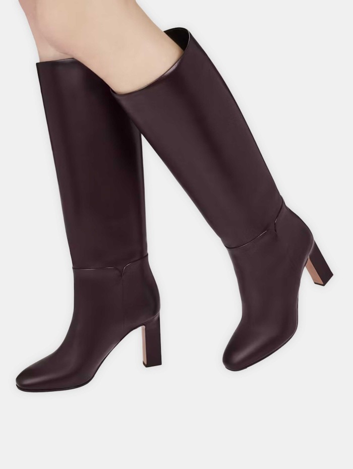 Bottes en cuir bordeaux - AQUAZZURA - Bottes femme luxe - Mademoiselle Pearl