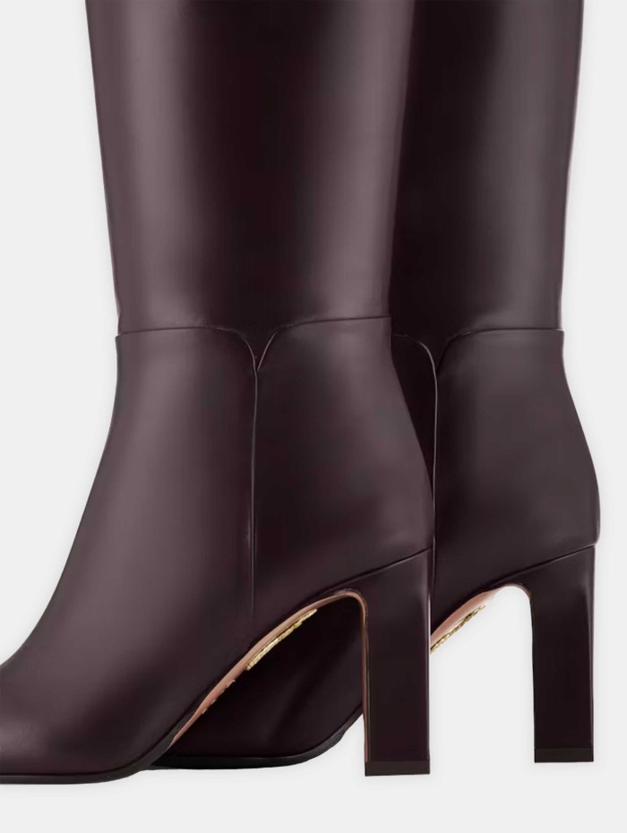 Bottes en cuir bordeaux - AQUAZZURA - Bottes femme luxe - Mademoiselle Pearl