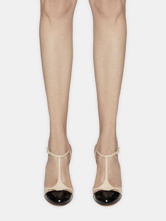 Escarpin beige et noir - Salome Patent - Francesco Russo - Mademoiselle Pearl