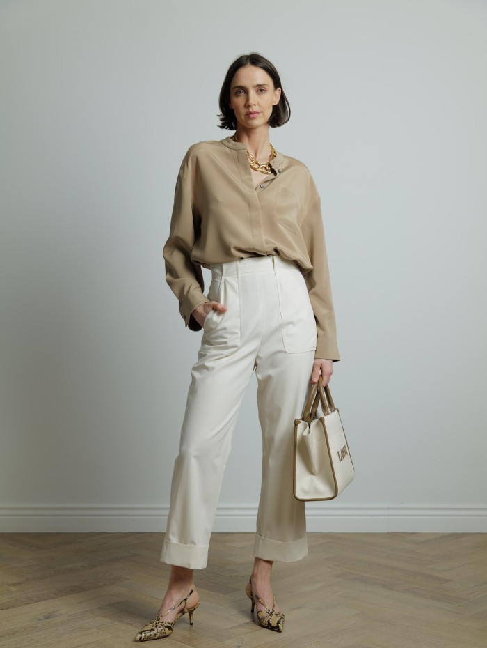 Chemise camel col officier - Leticia - 'S Max Mara - Mademoiselle Pearl