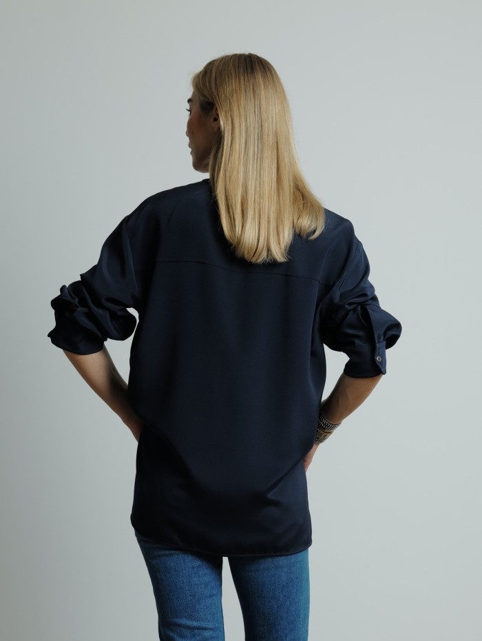 Chemise navy col officier Leticia - 'S Max Mara - Mademoiselle Pearl