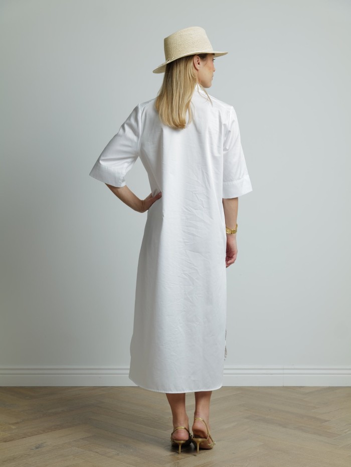 Robe chemise blanche en coton - Andrea Lev - Mademoiselle Pearl