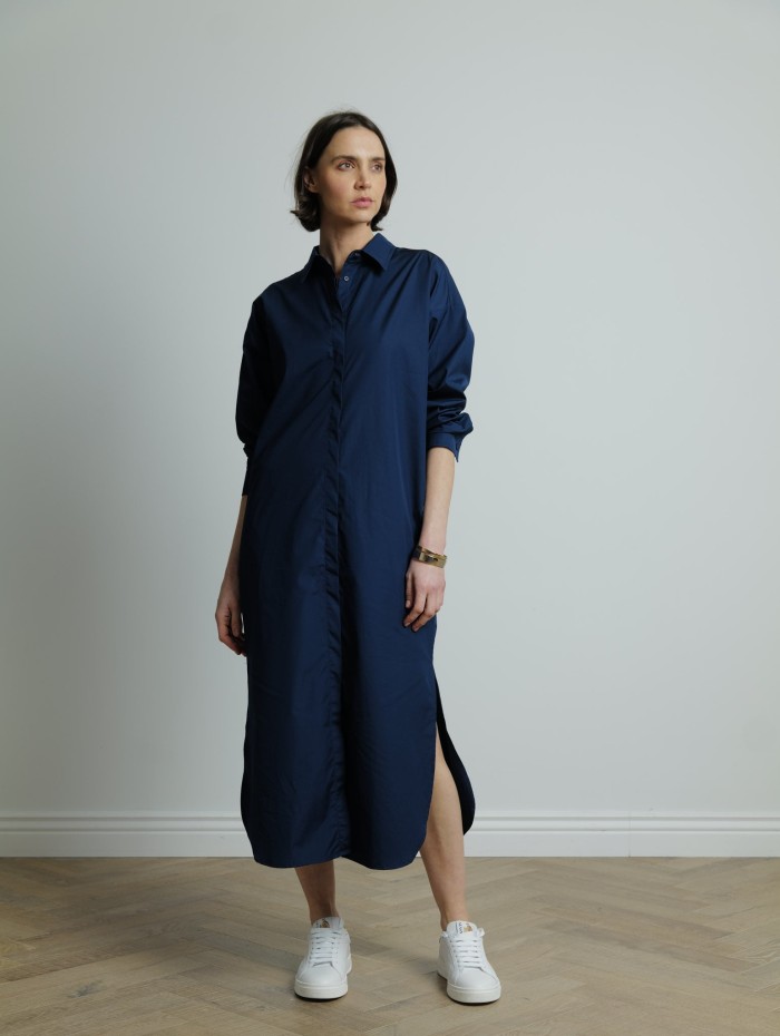 Robe chemise navy en coton - Andrea Lev - Mademoiselle Pearl