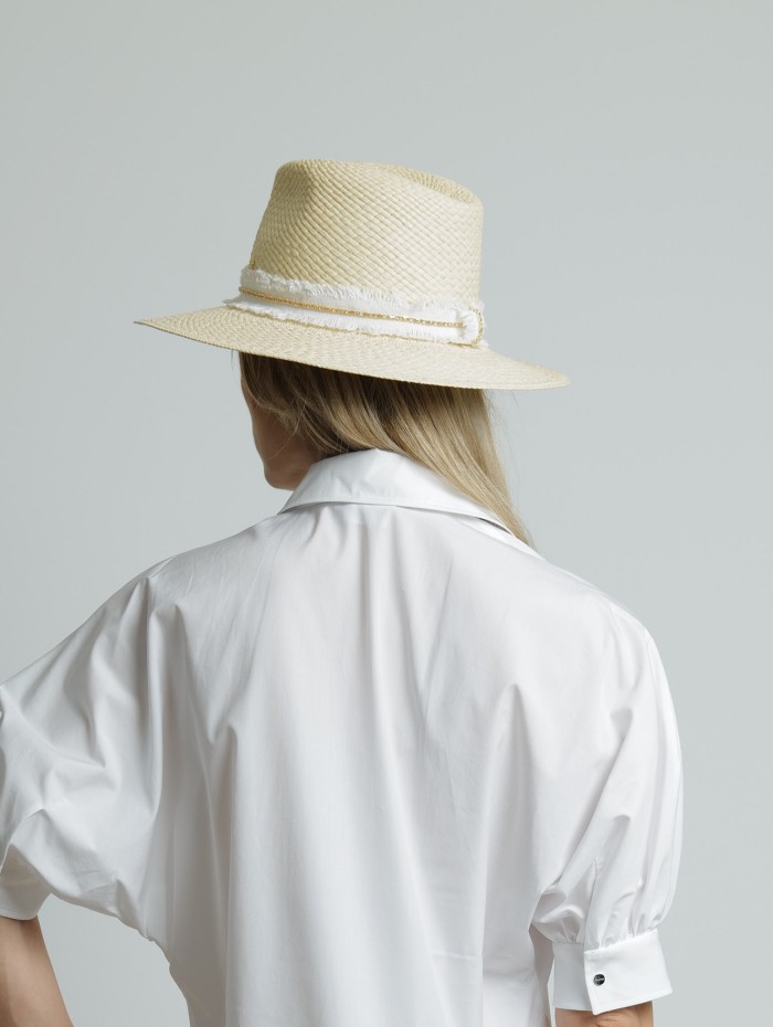Chapeau en paille blanc - Henrietta - Maison Michel