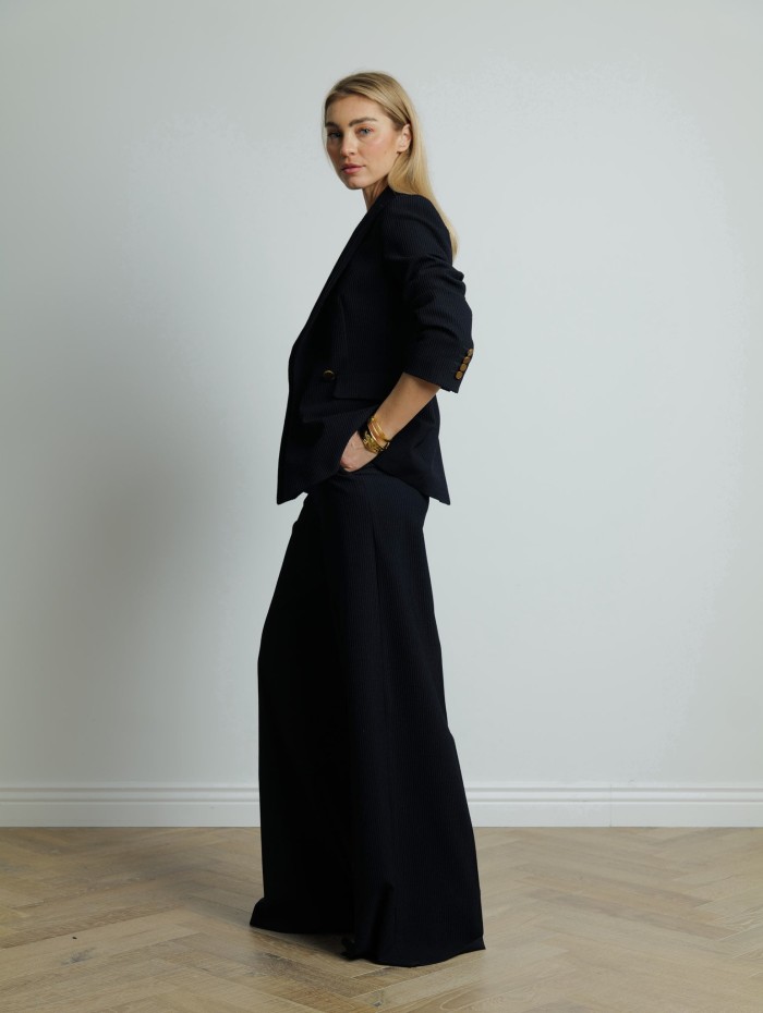 Pantalon en laine côtelé navy - Osol - Max Mara