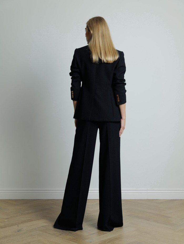 Pantalon en laine côtelé navy - Osol - Max Mara