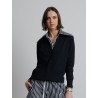 Cardigan bleu marine - Poplin Collar - Patou - Mademoiselle Pearl