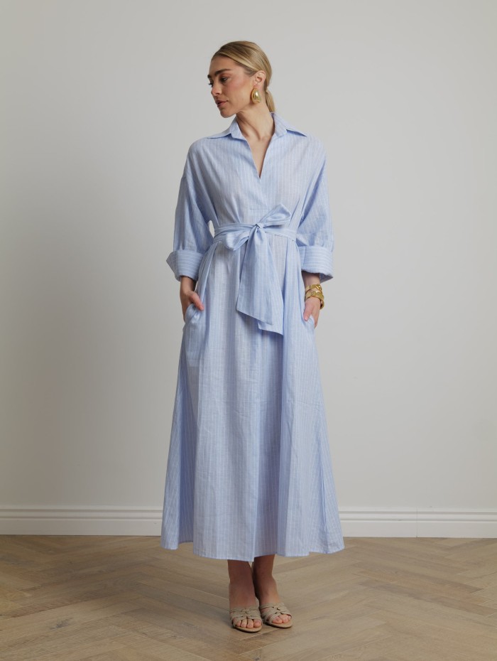 Robe chemise bleue - cordelia - Mademoiselle Pearl