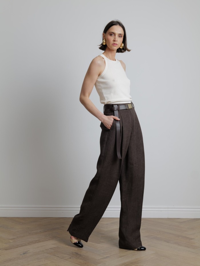 Pantalon à pinces marron - Siamese - Max Mara - Mademoiselle Pearl