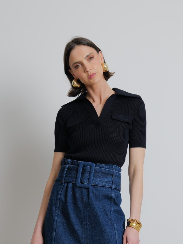 Polo en maille navy - Patou - Mademoiselle Pearl