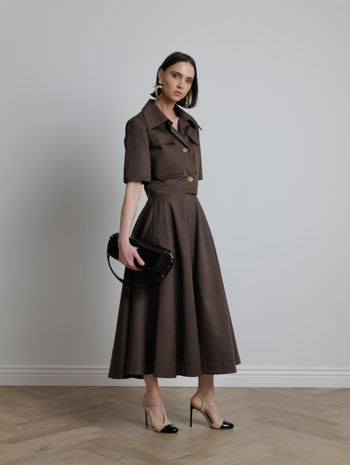 Jupe marron - Long structured - Patou - Mademoiselle Pearl