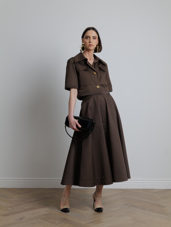 Jupe marron - Long structured - Patou - Mademoiselle Pearl