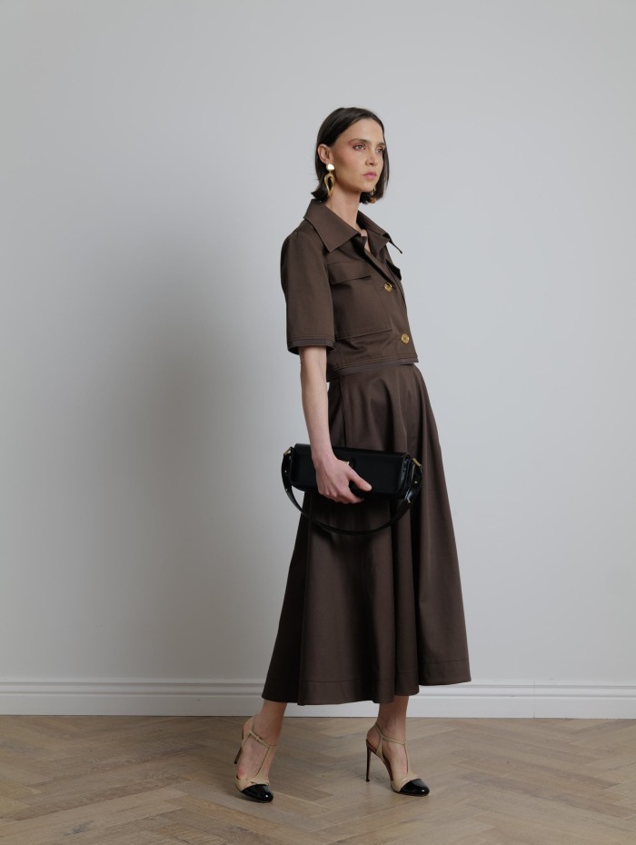 Jupe marron - Long structured - Patou - Mademoiselle Pearl