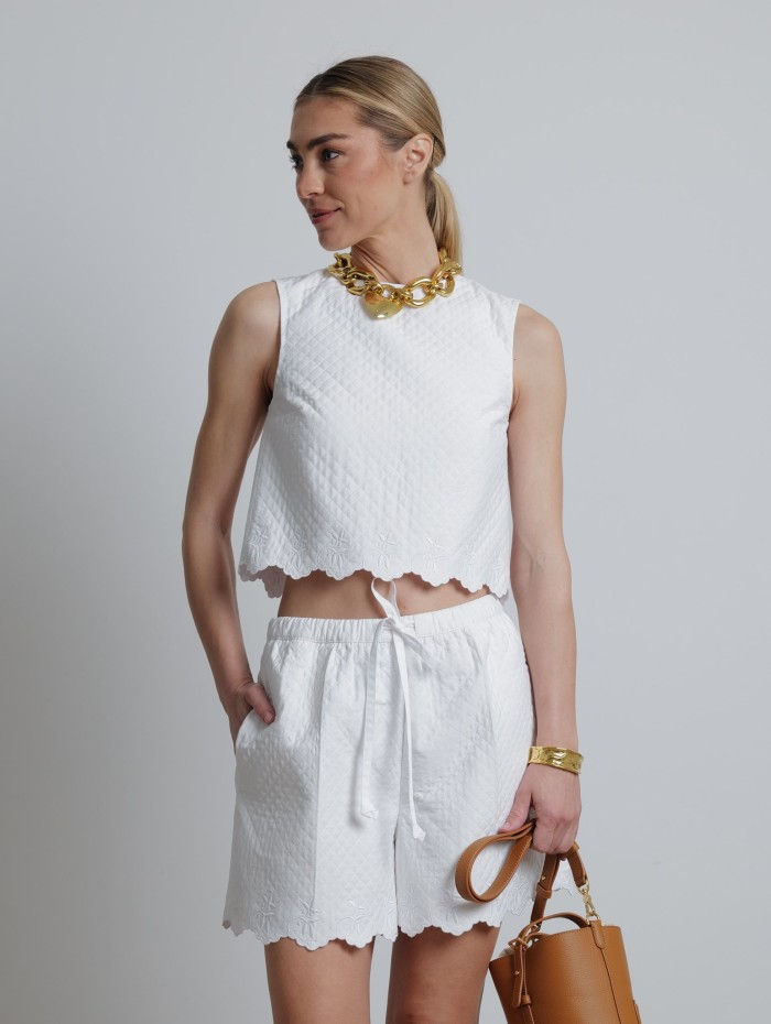 Top court blanc matelassé - Patou - Mademoiselle Pearl