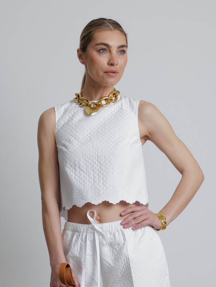 Top court blanc matelassé - Patou - Mademoiselle Pearl