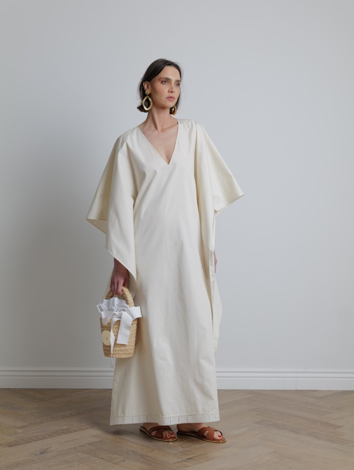 Caftan en coton blanc - Lanvin - Mademoiselle Pearl