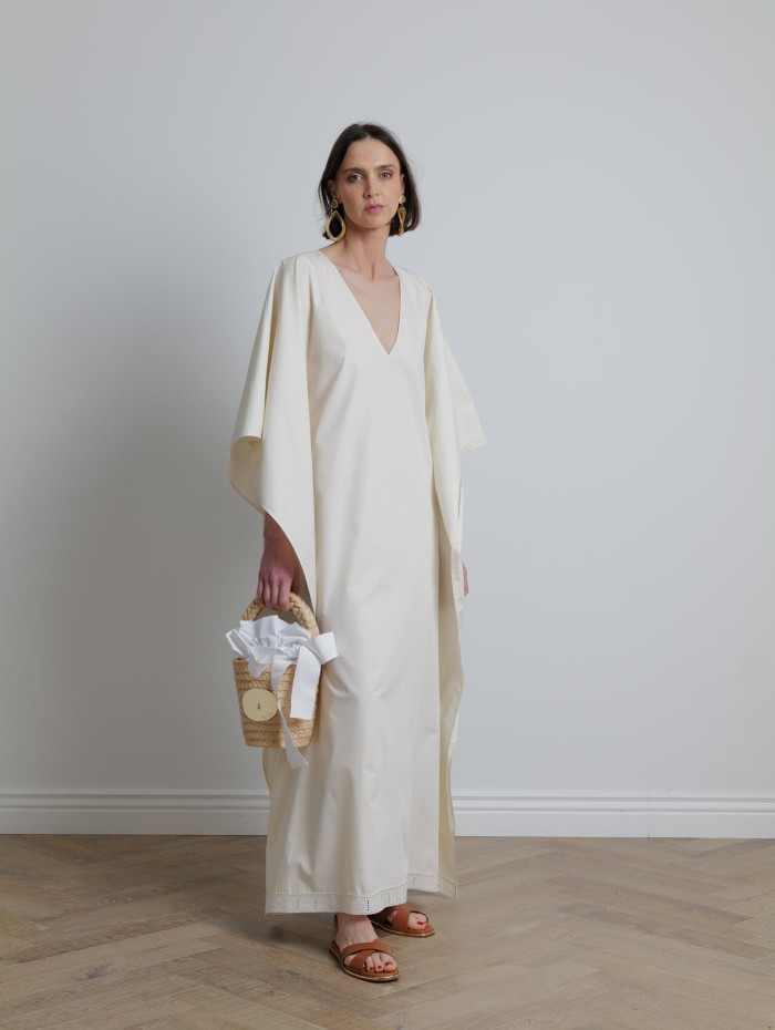 Caftan en coton blanc - Lanvin - Mademoiselle Pearl