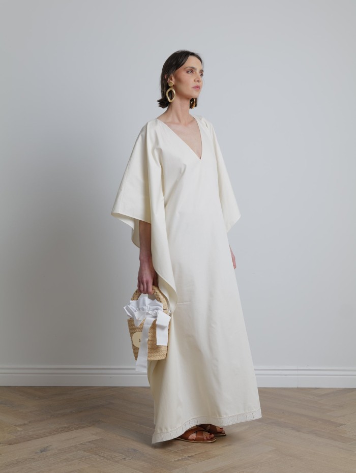 Caftan en coton blanc - Lanvin - Mademoiselle Pearl