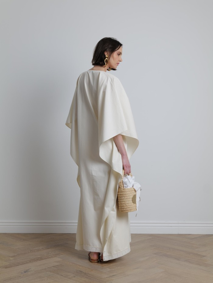 Caftan en coton blanc - Lanvin - Mademoiselle Pearl