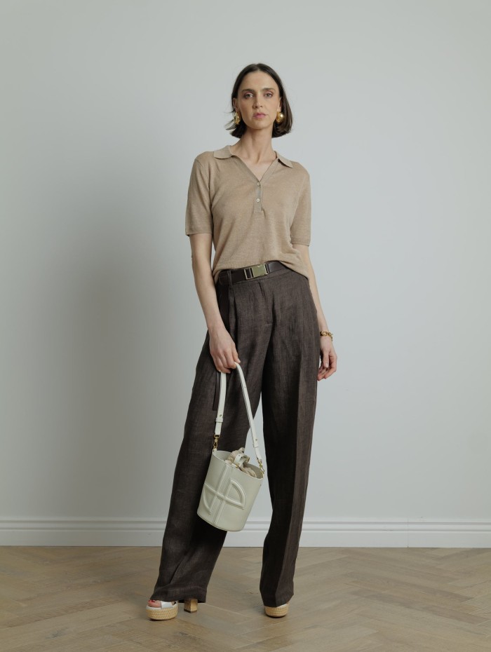 Polo en maille beige - Majestic Filatures
