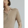 Polo en maille beige - Majestic Filatures