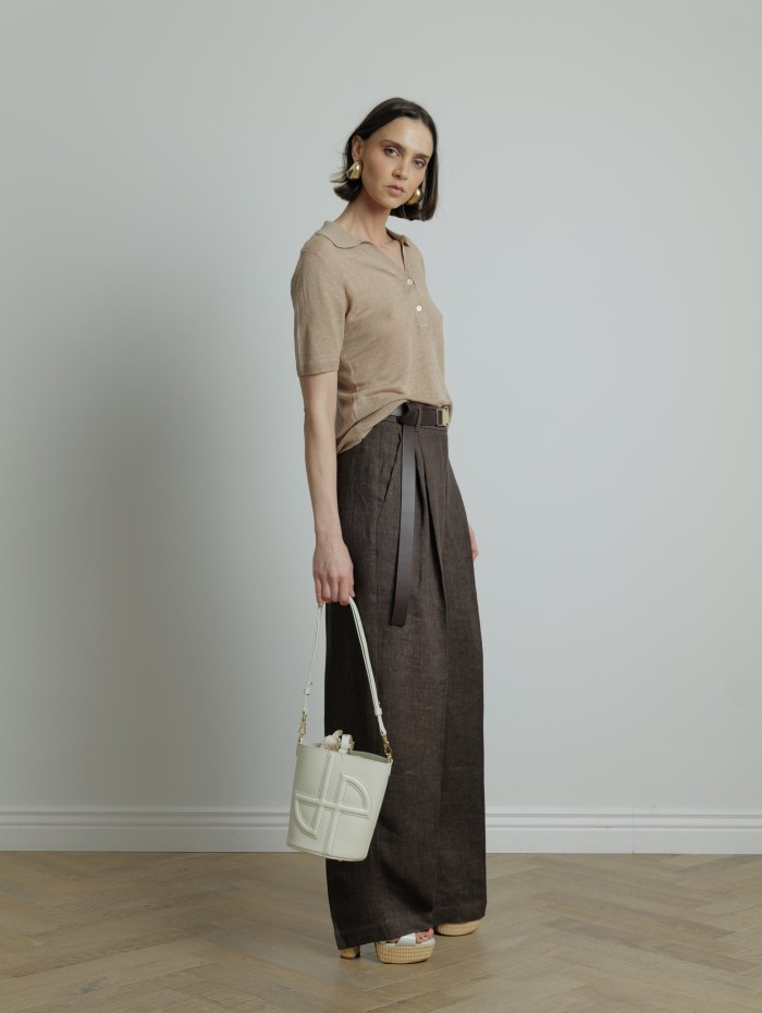 Polo en maille beige - Majestic Filatures