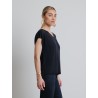 Top navy col V - Majestic Filatures - Mademoiselle pearl