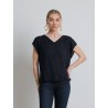 Top navy col V - Majestic Filatures - Mademoiselle pearl