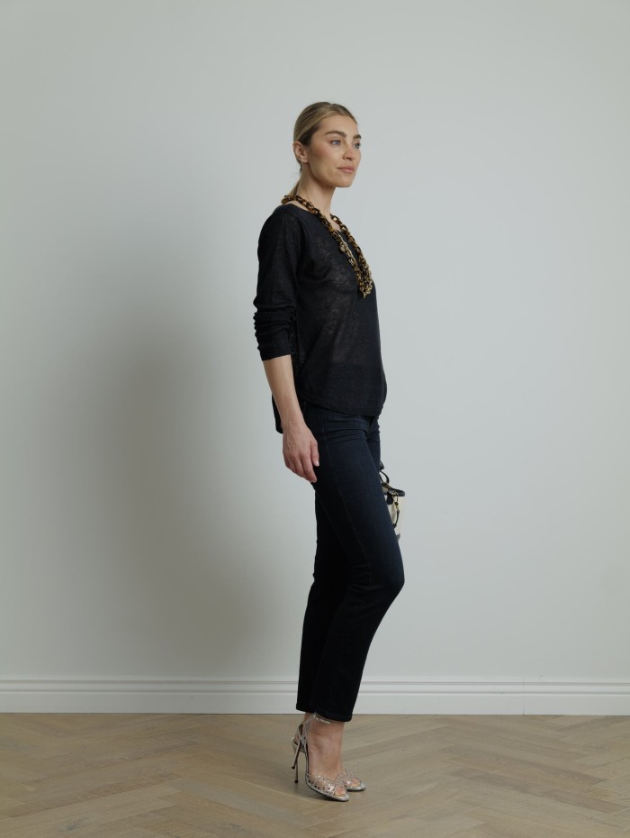Top avec dos col V navy - Majestic Filatures - Mademoiselle Pearl