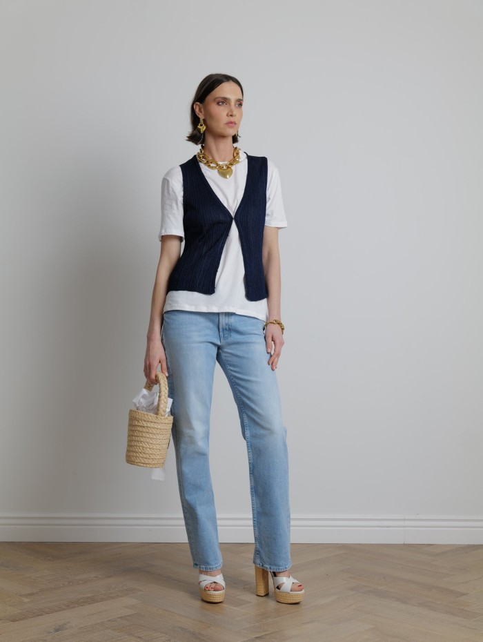 Gilet en maille métallisé - Majestic Filatures - Mademoiselle Pearl