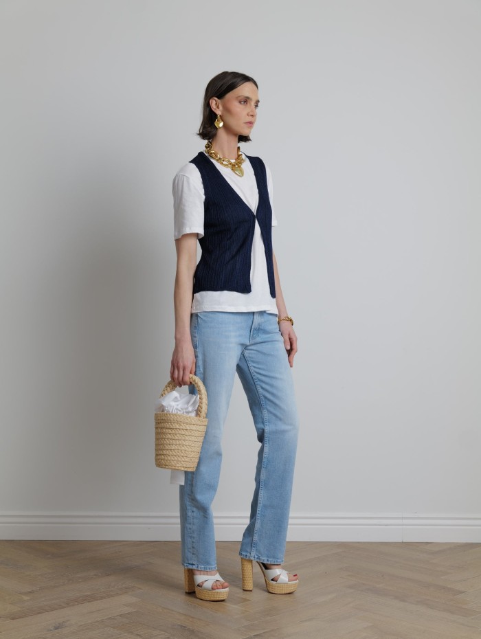Gilet en maille métallisé - Majestic Filatures - Mademoiselle Pearl
