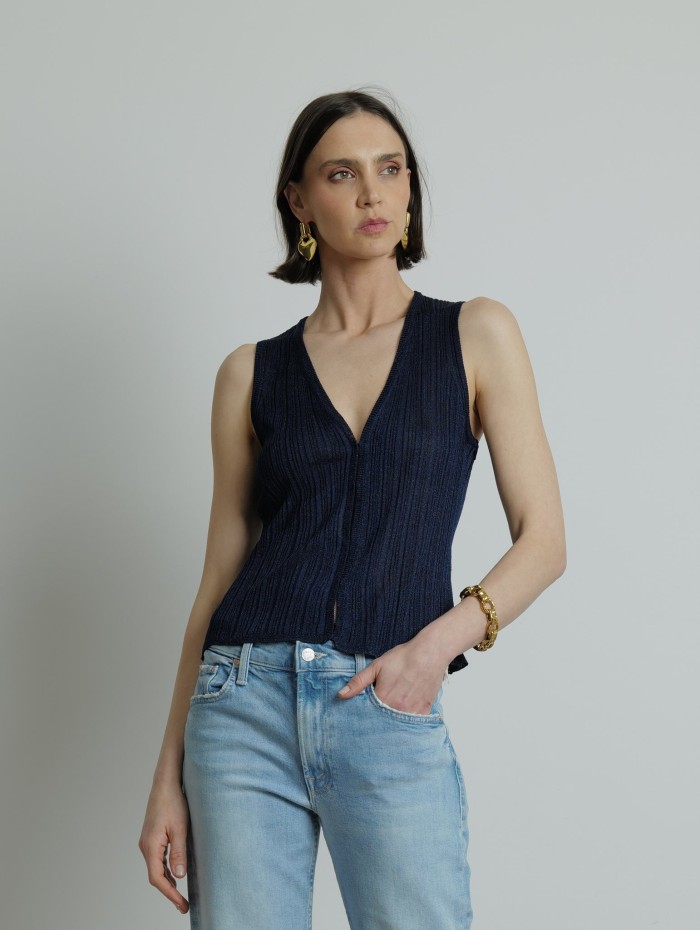 Gilet en maille métallisé - Majestic Filatures - Mademoiselle Pearl