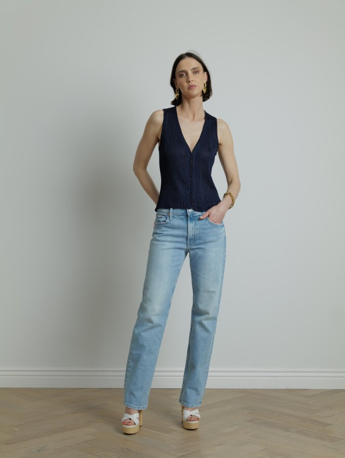 Gilet en maille métallisé - Majestic Filatures - Mademoiselle Pearl