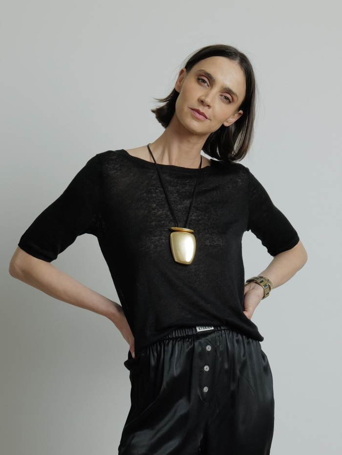 Top en lin noir - Majestic Filatures - Mademoiselle Pearl