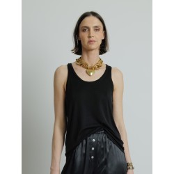 Débardeur noir en soie Majestic Filatures Mademoiselle Pearl