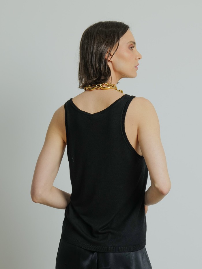 Débardeur noir en soie - Majestic Filatures - Mademoiselle Pearl
