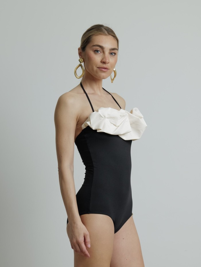 Maillot de bain une pièce noir et blanc - Aurora - Maio - Mademoiselle Pearl
