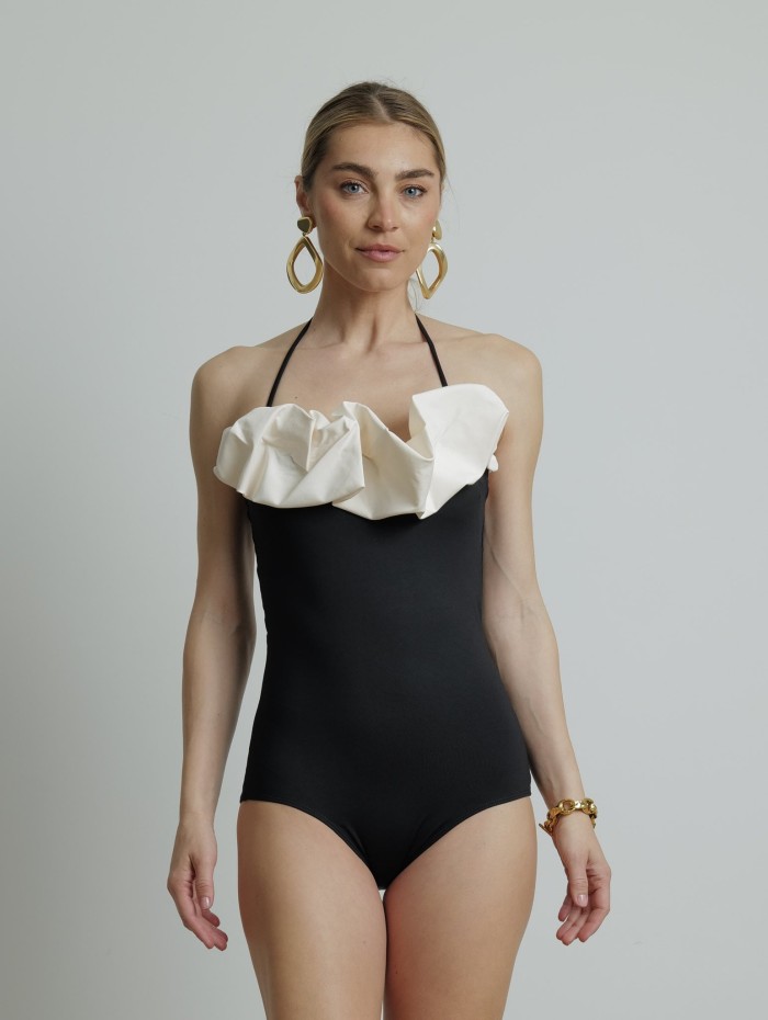 Maillot de bain une pièce noir et blanc - Aurora - Maio - Mademoiselle Pearl