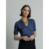 Polo en maille bleu - Majestic Filatures