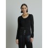 Gilet noir métallisé doré - Majestic Filatures - Mademoiselle Pearl