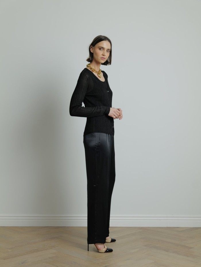 Gilet noir métallisé doré - Majestic Filatures - Mademoiselle Pearl